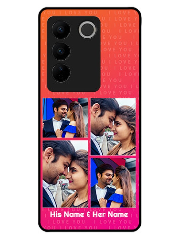 Custom Vivo V27 5G Custom Glass Phone Case - I Love You Pink Design