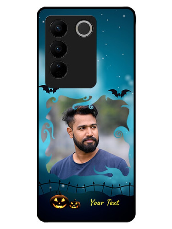 Custom Vivo V27 5G Custom Glass Phone Case - Halloween frame design