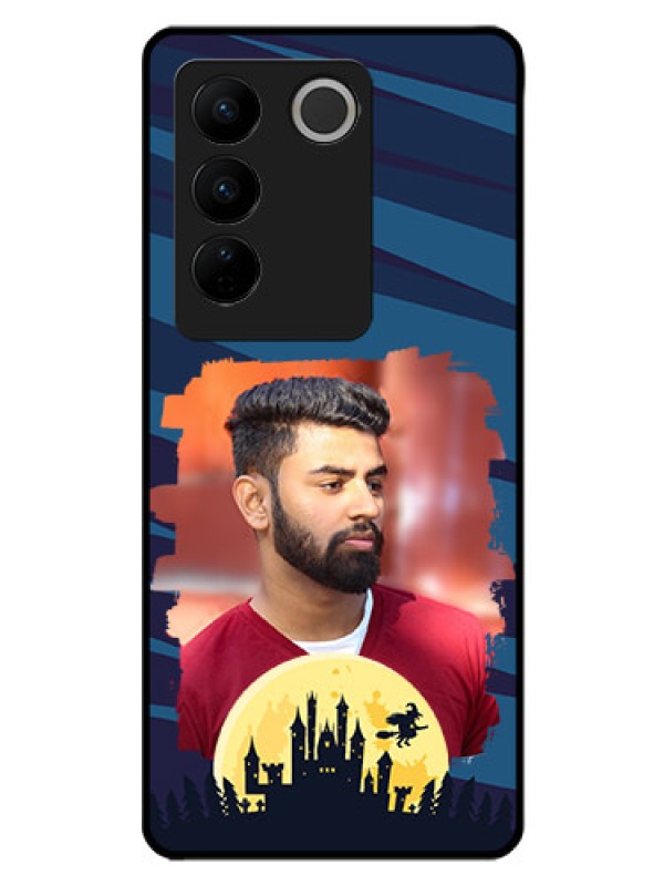Custom Vivo V27 5G Photo Printing on Glass Case - Halloween Witch Design
