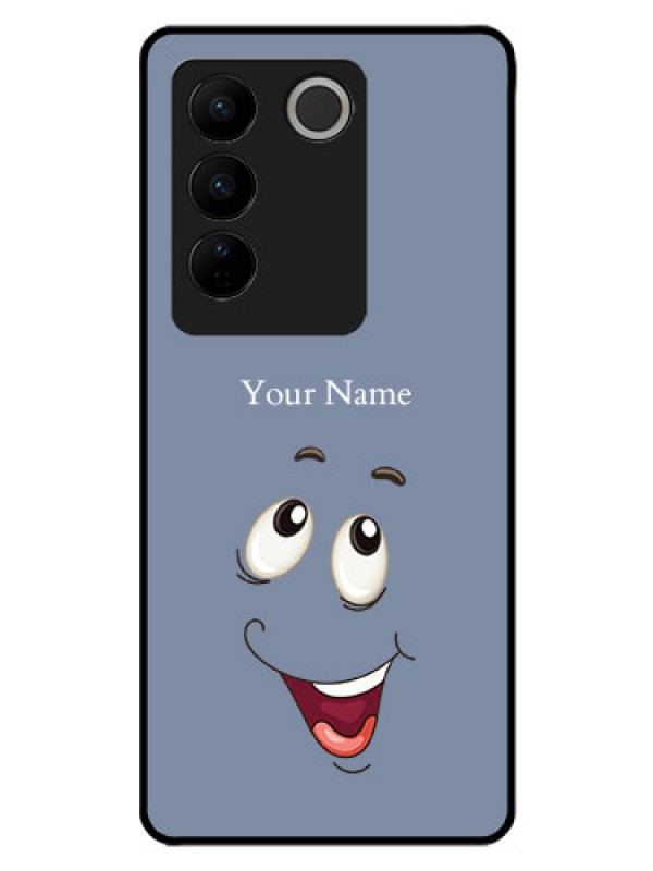 Custom Vivo V27 Photo Printing on Glass Case - Laughing Cartoon Face Design