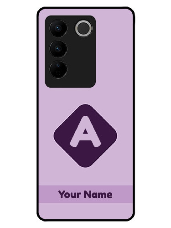 Custom Vivo V27 Custom Glass Mobile Case - Custom Letter in curved badge Design
