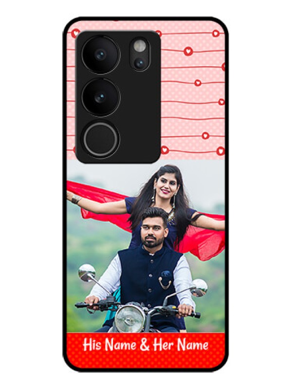 Custom Vivo V29 5G Custom Glass Phone Case - Red Pattern Case Design