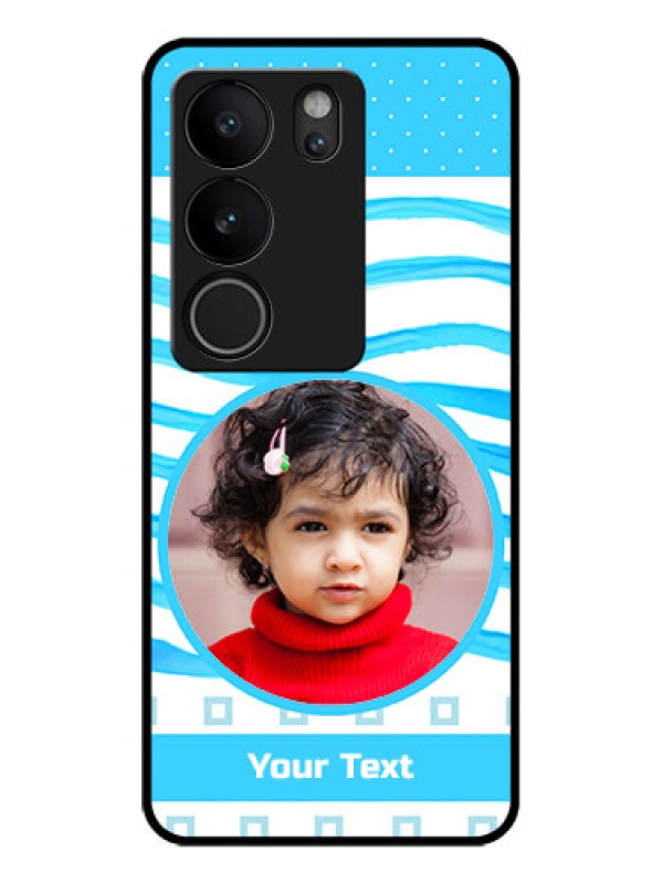 Custom Vivo V29 5G Custom Glass Phone Case - Simple Blue Case Design