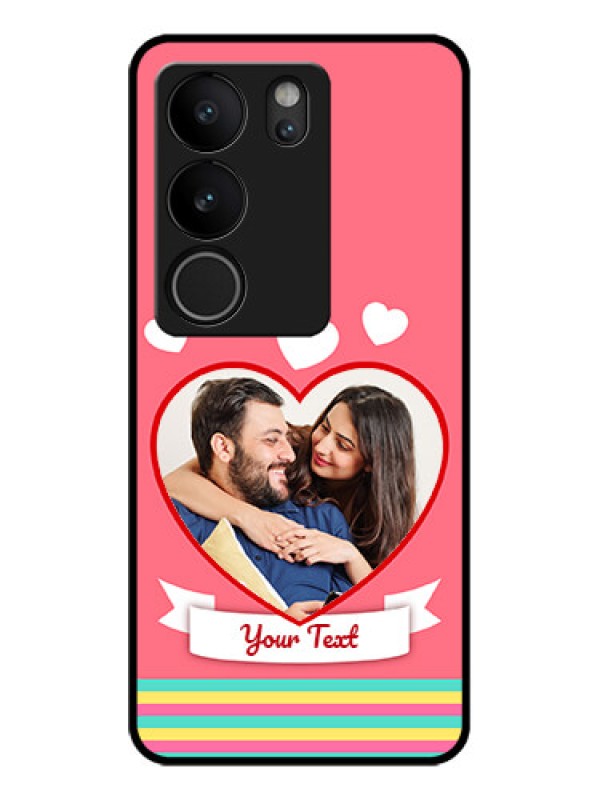 Custom Vivo V29 5G Custom Glass Phone Case - Love Shapes Doodle Design
