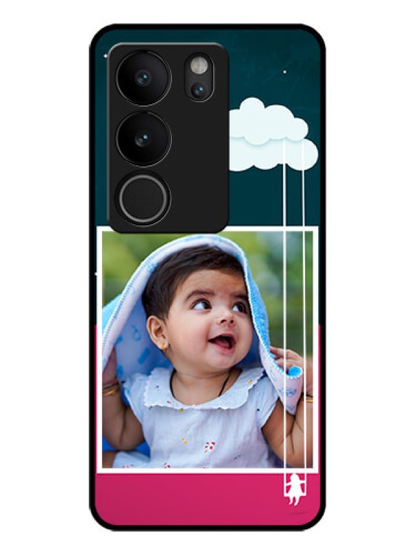 Custom Vivo V29 5G Custom Glass Phone Case - Cute Girl With Cloud Design
