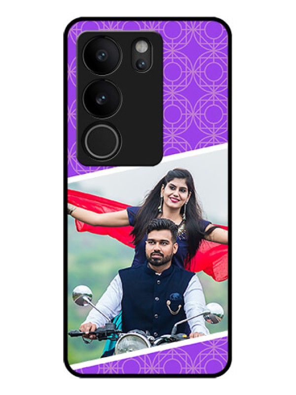 Custom Vivo V29 5G Custom Glass Phone Case - Violet Color Pattern Design