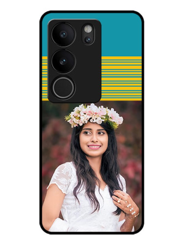 Custom Vivo V29 5G Custom Glass Phone Case - Yellow & Blue Design