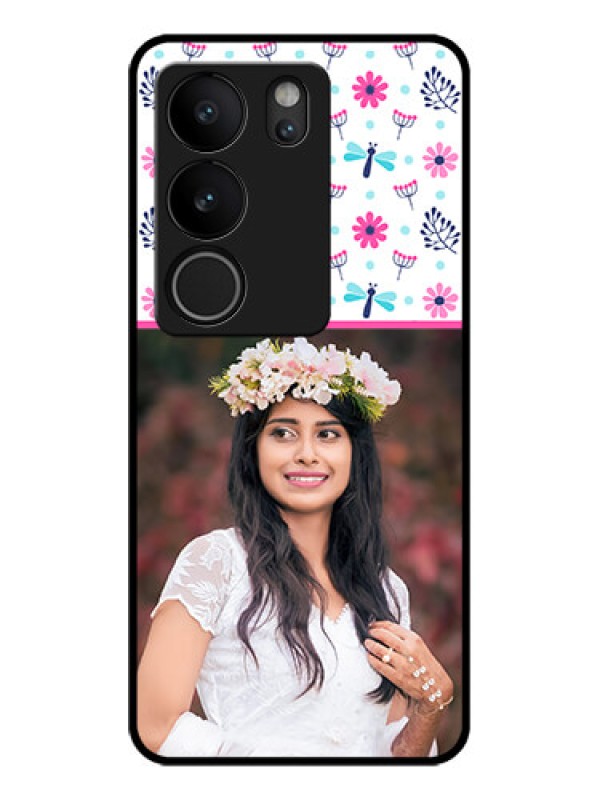 Custom Vivo V29 5G Custom Glass Phone Case - Colorful Flower Design