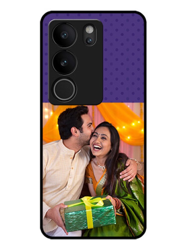 Custom Vivo V29 5G Custom Glass Phone Case - Violet Colored Pattern Design