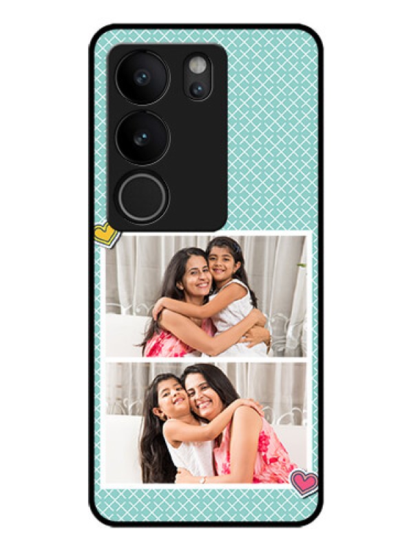 Custom Vivo V29 5G Custom Glass Phone Case - 2 Image Holder With Pattern Design
