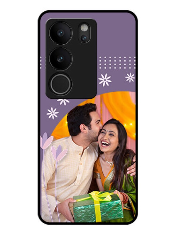 Custom Vivo V29 5G Custom Glass Phone Case - Lavender Flowers Design