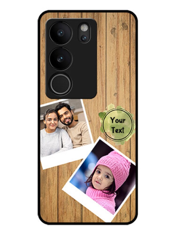Custom Vivo V29 5G Custom Glass Phone Case - Wooden Texture Design