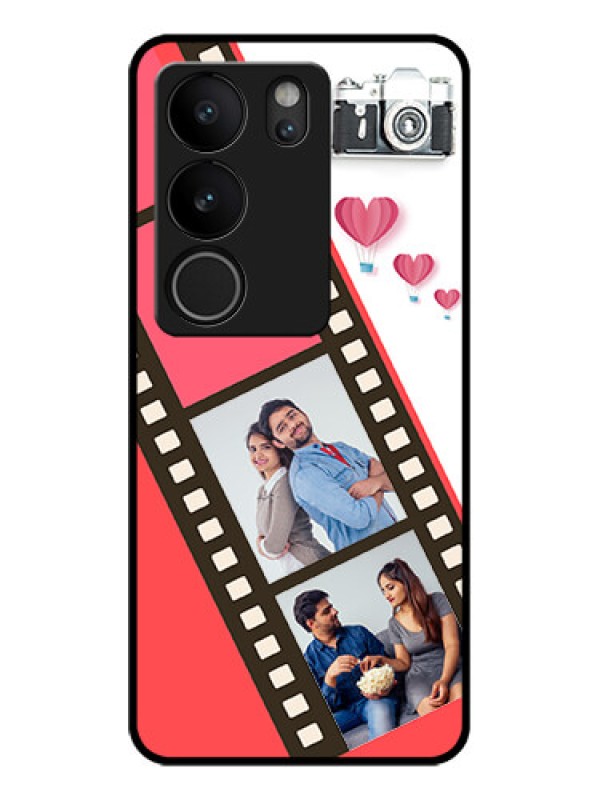 Custom Vivo V29 5G Custom Glass Phone Case - 3 Image Holder With Film Reel