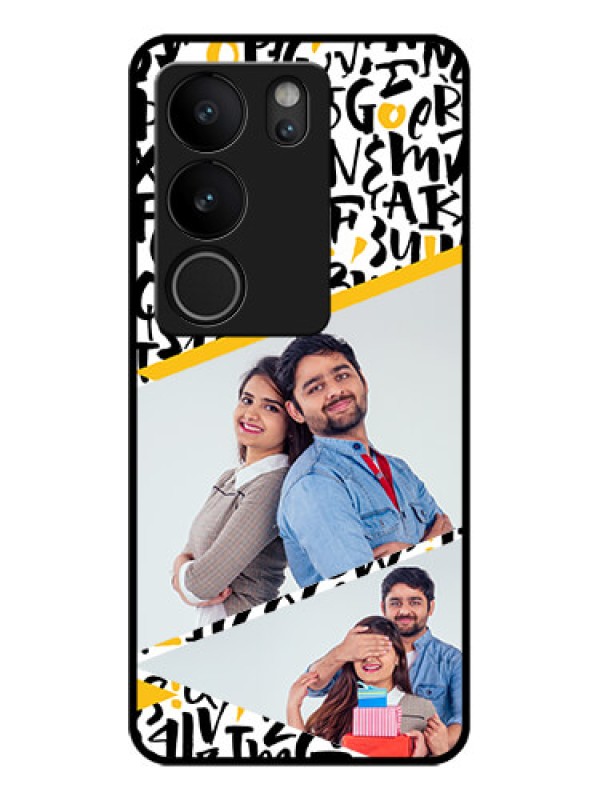 Custom Vivo V29 5G Custom Glass Phone Case - Letters Pattern Design