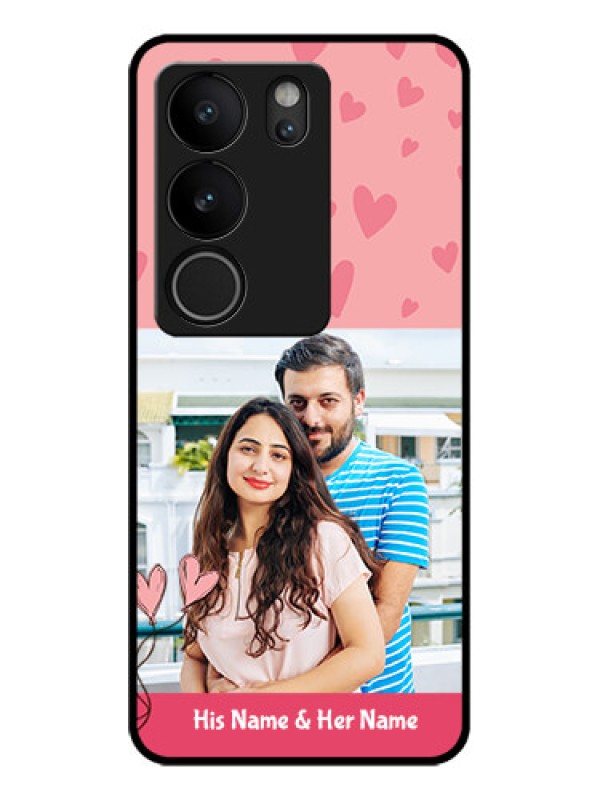 Custom Vivo V29 5G Custom Glass Phone Case - Love Design Peach Color