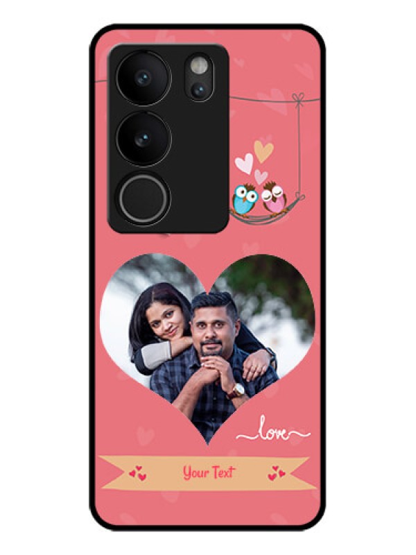 Custom Vivo V29 5G Custom Glass Phone Case - Peach Color Love Design