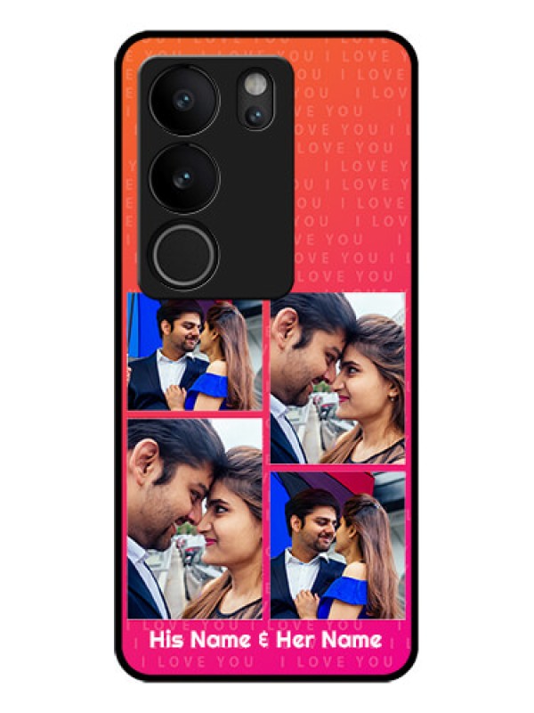 Custom Vivo V29 5G Custom Glass Phone Case - I Love You Pink Design