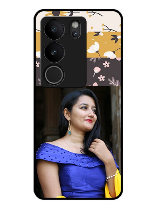 Custom Vivo V29 5G Custom Glass Phone Case - Stylish Floral Design