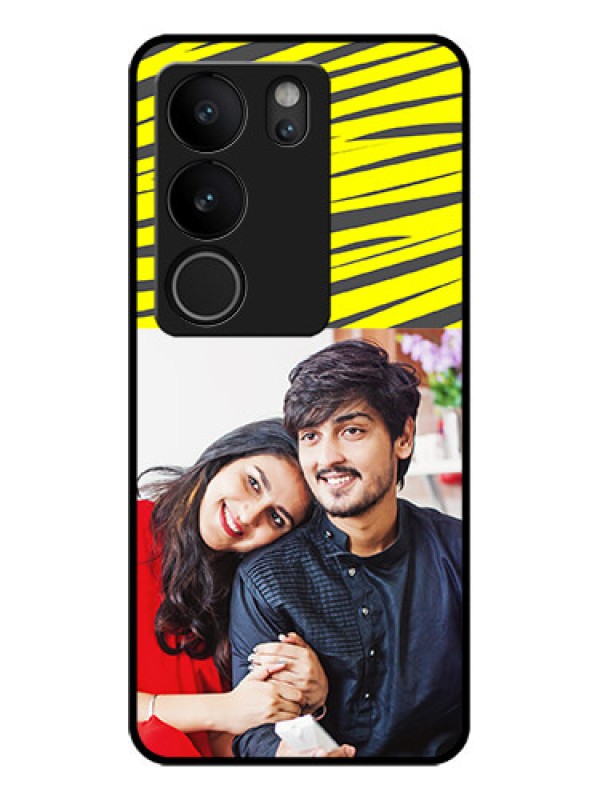 Custom Vivo V29 5G Custom Glass Phone Case - Yellow Abstract Design