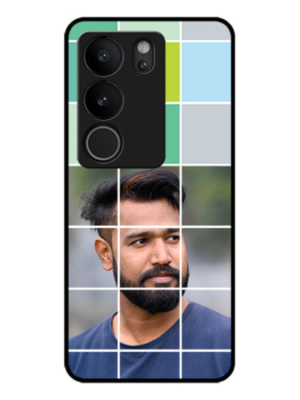 Custom Vivo V29 5G Custom Glass Phone Case - With White Box Pattern