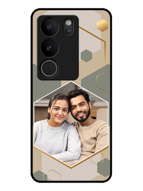 Custom Vivo V29 5G Custom Glass Phone Case - Stylish Hexagon Pattern Design