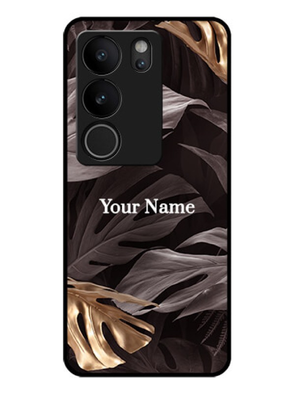 Custom Vivo V29 5G Custom Glass Phone Case - Wild Leaves Digital Paint Design