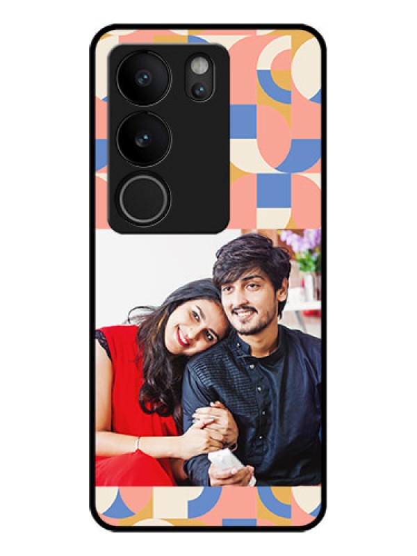 Custom Vivo V29 5G Custom Glass Phone Case - Semi - Circle Maze Pattern Design