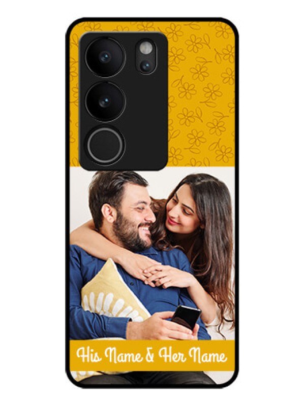 Custom Vivo V29 Pro 5G Custom Glass Phone Case - Yellow Floral Design