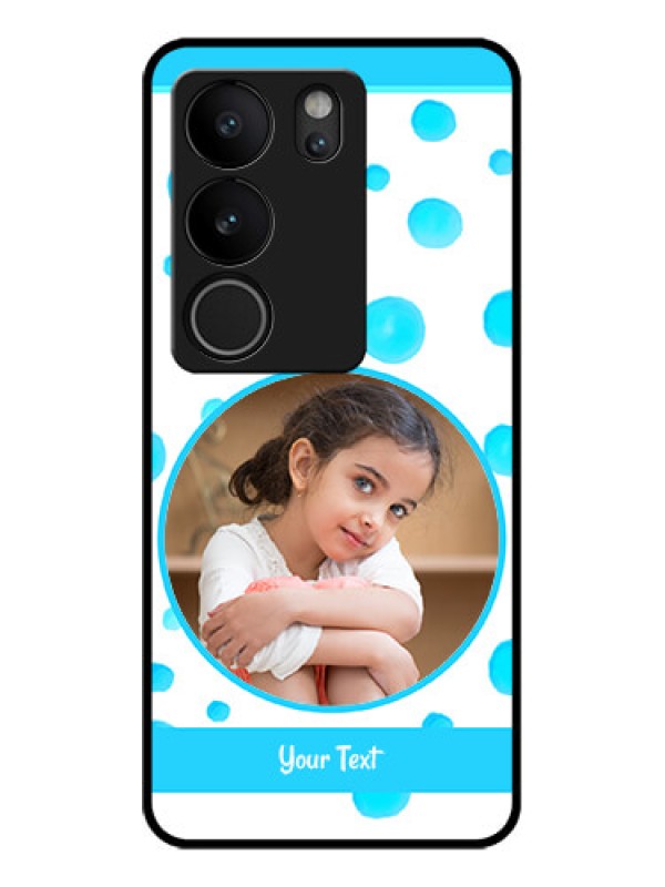 Custom Vivo V29 Pro 5G Custom Glass Phone Case - Blue Bubbles Pattern Design