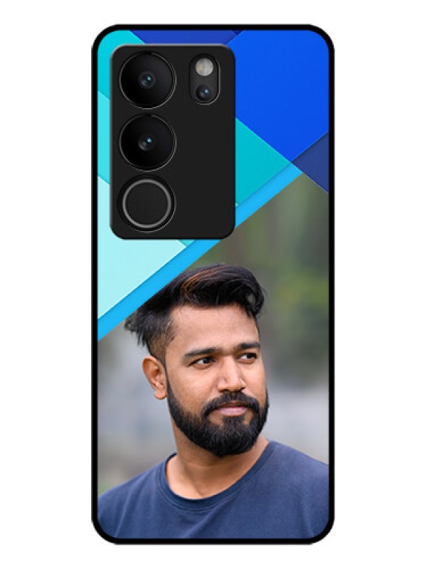 Custom Vivo V29 Pro 5G Custom Glass Phone Case - Blue Pattern Design