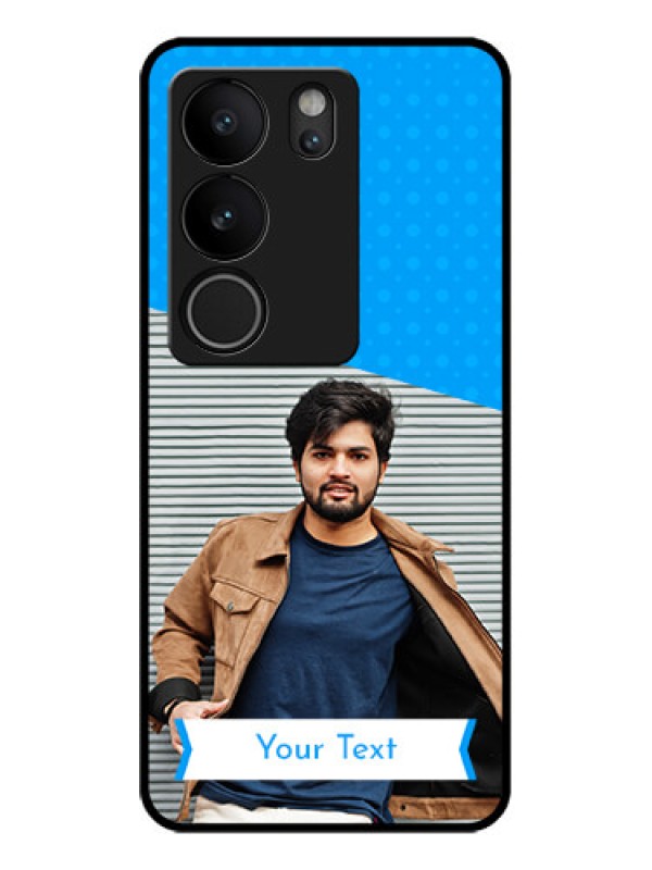 Custom Vivo V29 Pro 5G Custom Glass Phone Case - Simple Blue Color Design