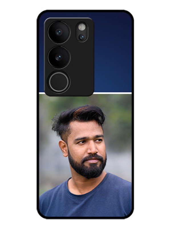 Custom Vivo V29 Pro 5G Custom Glass Phone Case - Simple Royal Blue Design