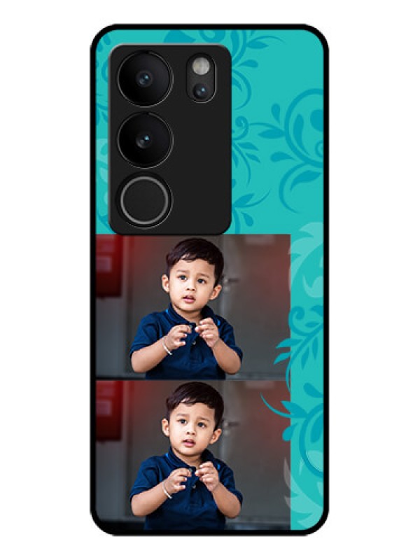 Custom Vivo V29 Pro 5G Custom Glass Phone Case - With Photo And Green Floral Design