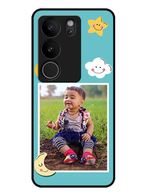 Custom Vivo V29 Pro 5G Custom Glass Phone Case - Smiley Kids Stars Design