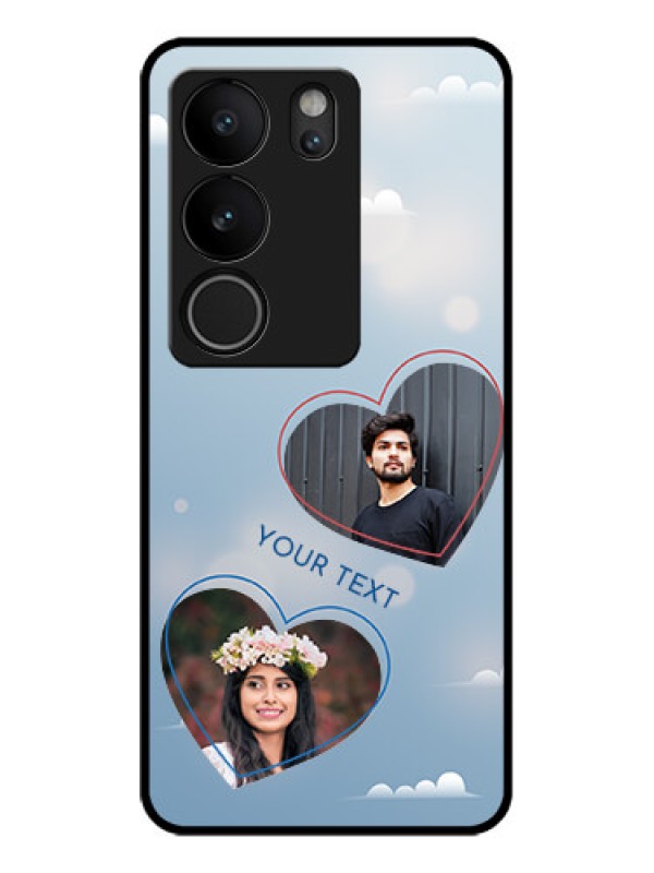 Custom Vivo V29 Pro 5G Custom Glass Phone Case - Blue Color Couple Design