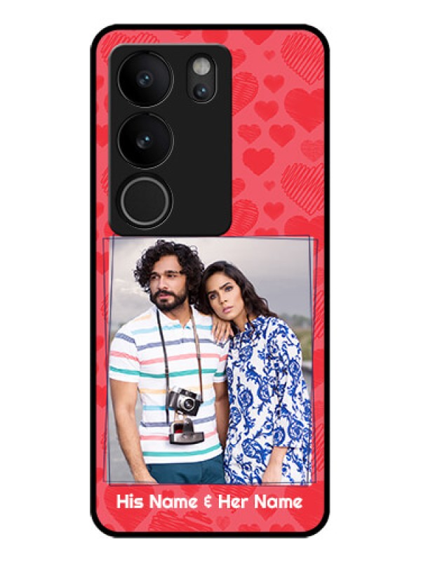 Custom Vivo V29 Pro 5G Custom Glass Phone Case - With Red Heart Symbols Design