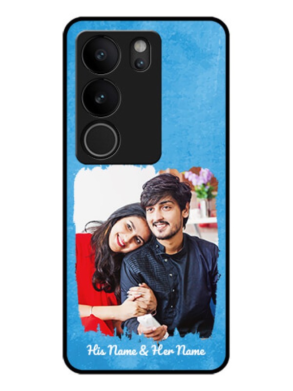 Custom Vivo V29 Pro 5G Custom Glass Phone Case - Blue Color Vintage Design