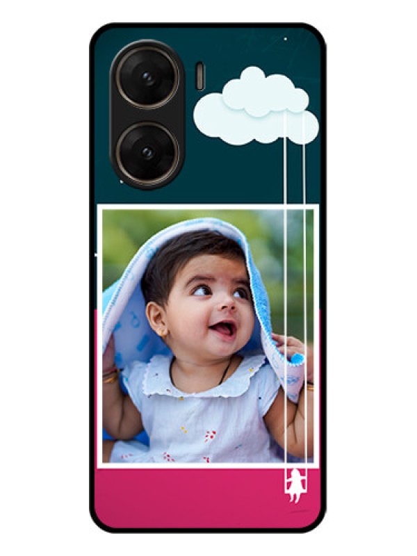 Custom Vivo V29E 5G Custom Glass Phone Case - Cute Girl With Cloud Design