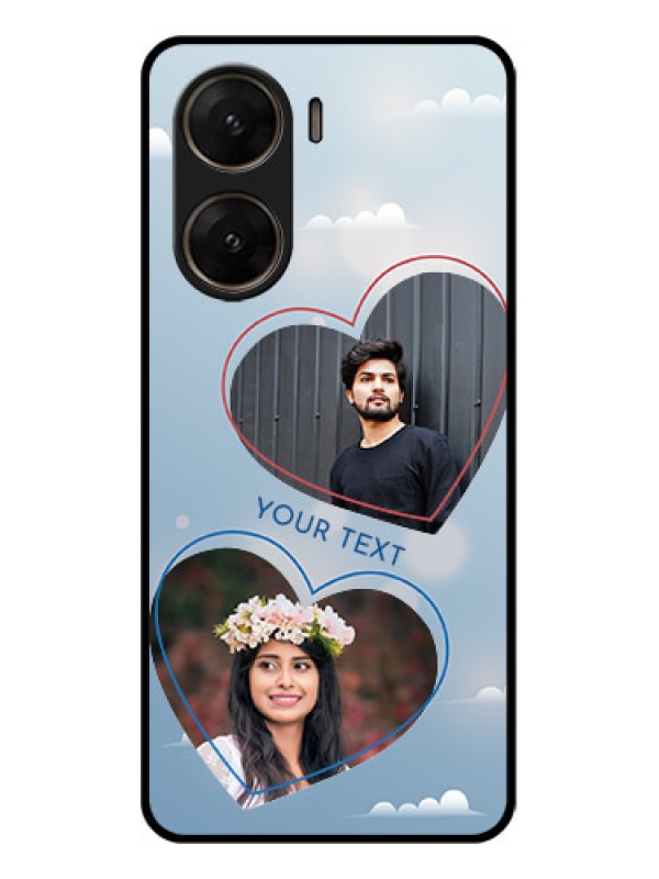 Custom Vivo V29E 5G Custom Glass Phone Case - Blue Color Couple Design