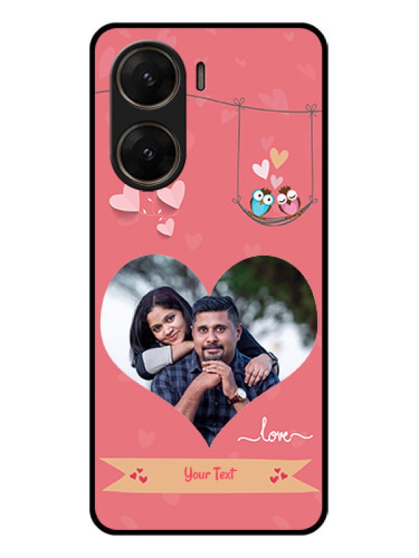 Custom Vivo V29E 5G Custom Glass Phone Case - Peach Color Love Design