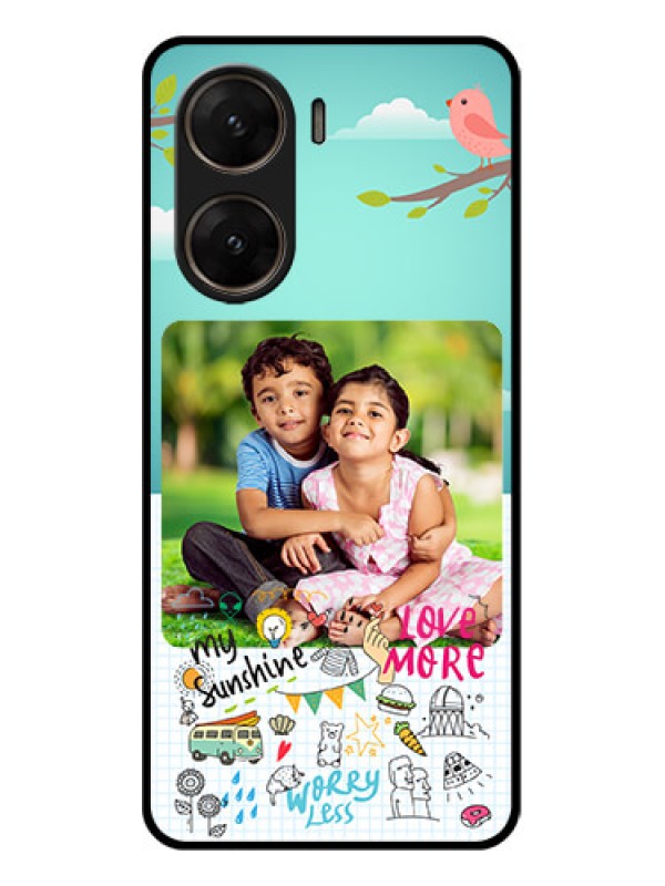 Custom Vivo V29E 5G Custom Glass Phone Case - Doodle Love Design