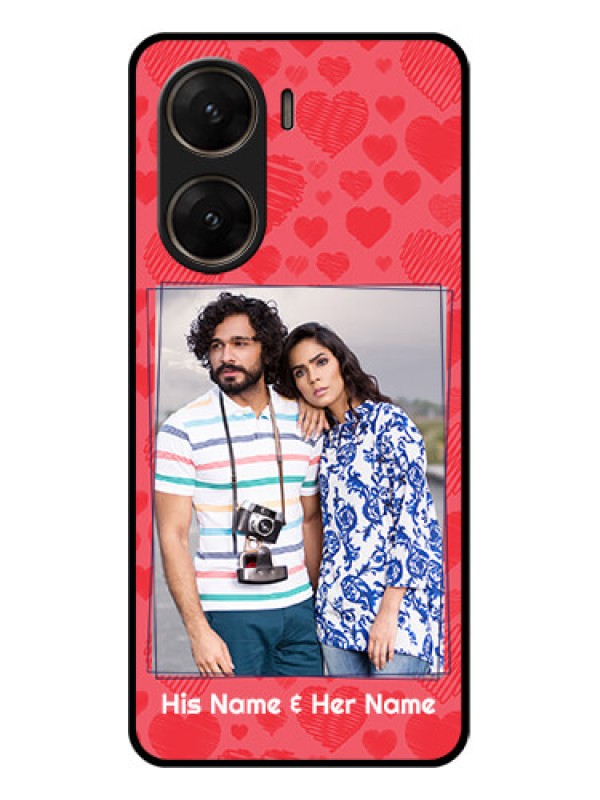 Custom Vivo V29E 5G Custom Glass Phone Case - With Red Heart Symbols Design