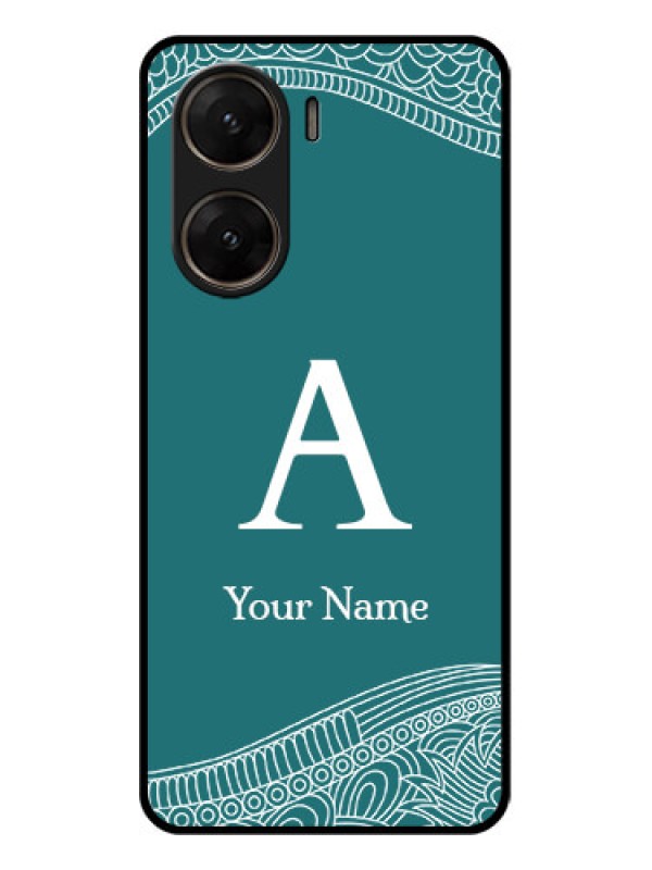 Custom Vivo V29E 5G Custom Glass Phone Case - Line Art Pattern With Custom Name Design