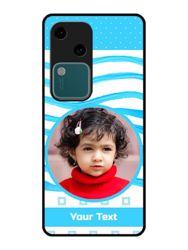 Custom Vivo V30 5G Custom Glass Phone Case - Simple Blue Case Design