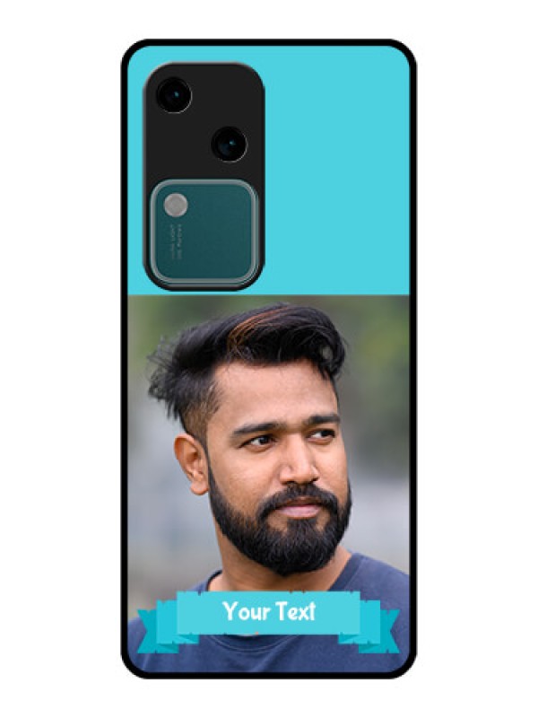 Custom Vivo V30 5G Custom Glass Phone Case - Blue Color Design