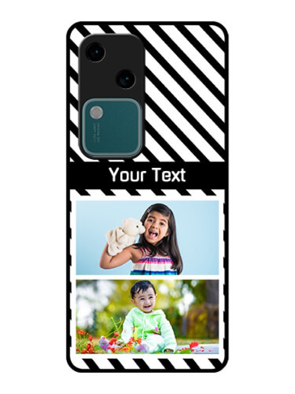 Custom Vivo V30 5G Custom Glass Phone Case - Black And White Stripes Design