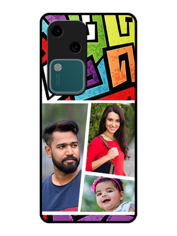 Custom Vivo V30 5G Custom Glass Phone Case - Graffiti Pattern Design