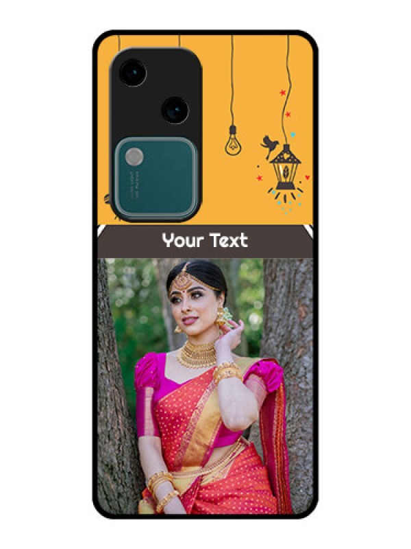 Custom Vivo V30 5G Custom Glass Phone Case - With Family Picture And Icons