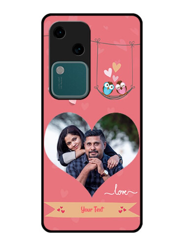 Custom Vivo V30 5G Custom Glass Phone Case - Peach Color Love Design
