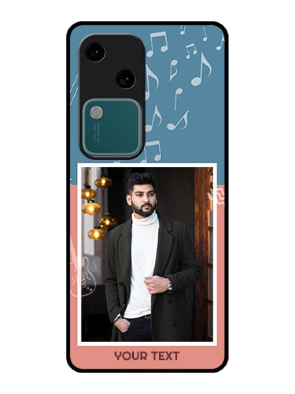 Custom Vivo V30 5G Custom Glass Phone Case - With Color Musical Note Design